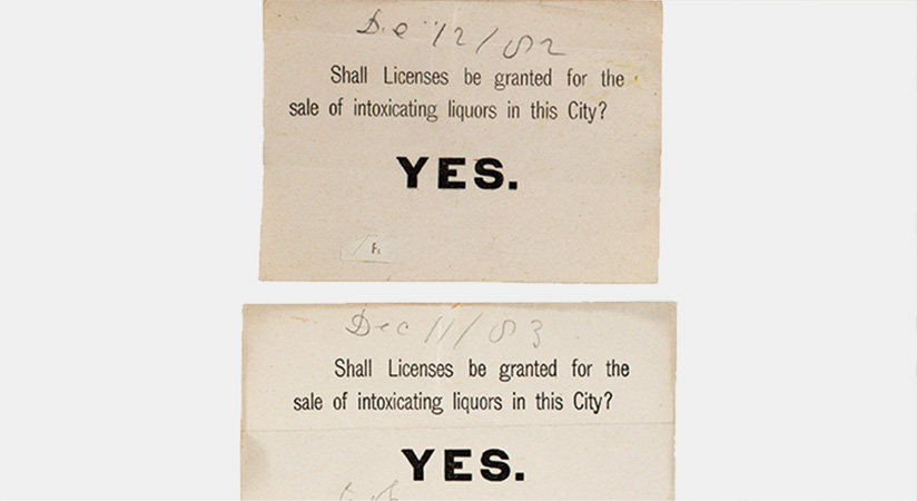 Ballot papers from nineteenth century Boston